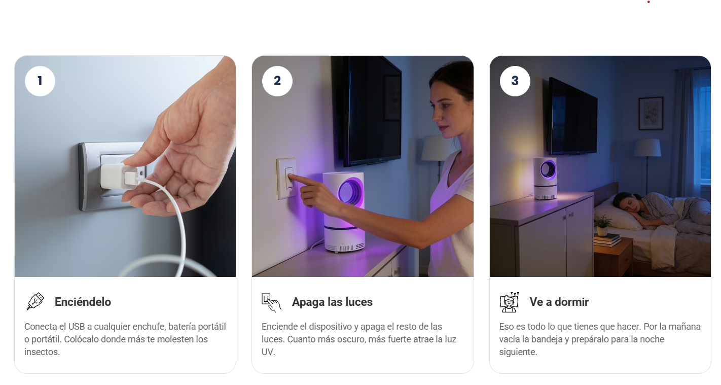Three steps: plug in the ZapiTrap, turn off the lights, go to sleep